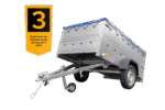 Kfz Anhänger 750 kg Garden Trailer 201 KIPP mit zusätzlichen Bordwänden, Stützrad und blauer Flachplane-Neu – Bild 3